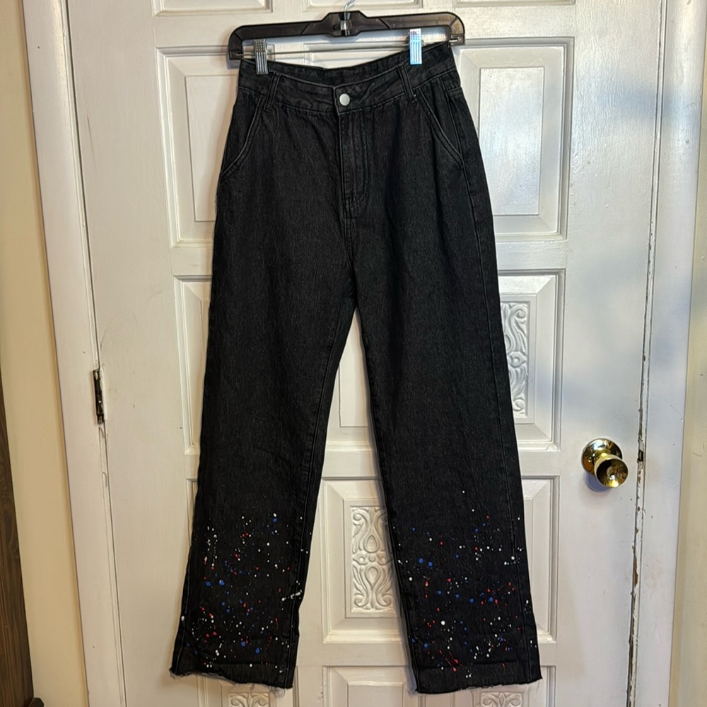 Cider Black Paint Splattered Bottom Of Legs Size Small